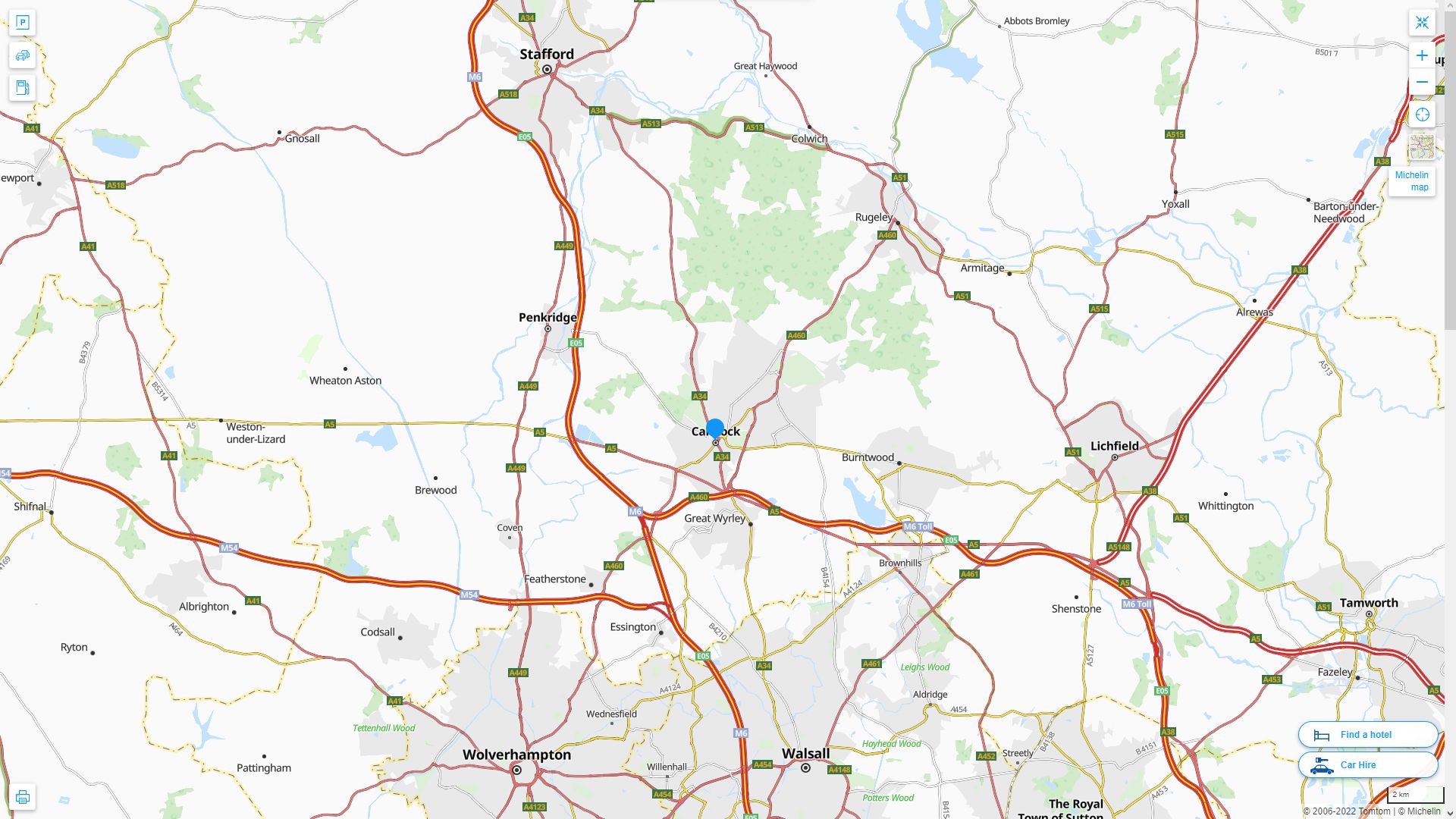 Cannock Highway and Road Map
